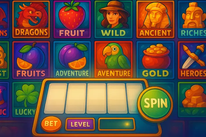 To illustrate the variety of available slot games and explain the basic user interface elements mentioned in steps 3 and 4.
