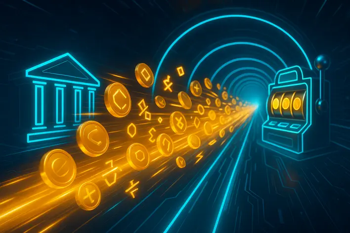 To illustrate the concept of extremely fast, automated financial transactions ('ระบบฝากถอนออโต้') which is a key feature of LUCABET88.